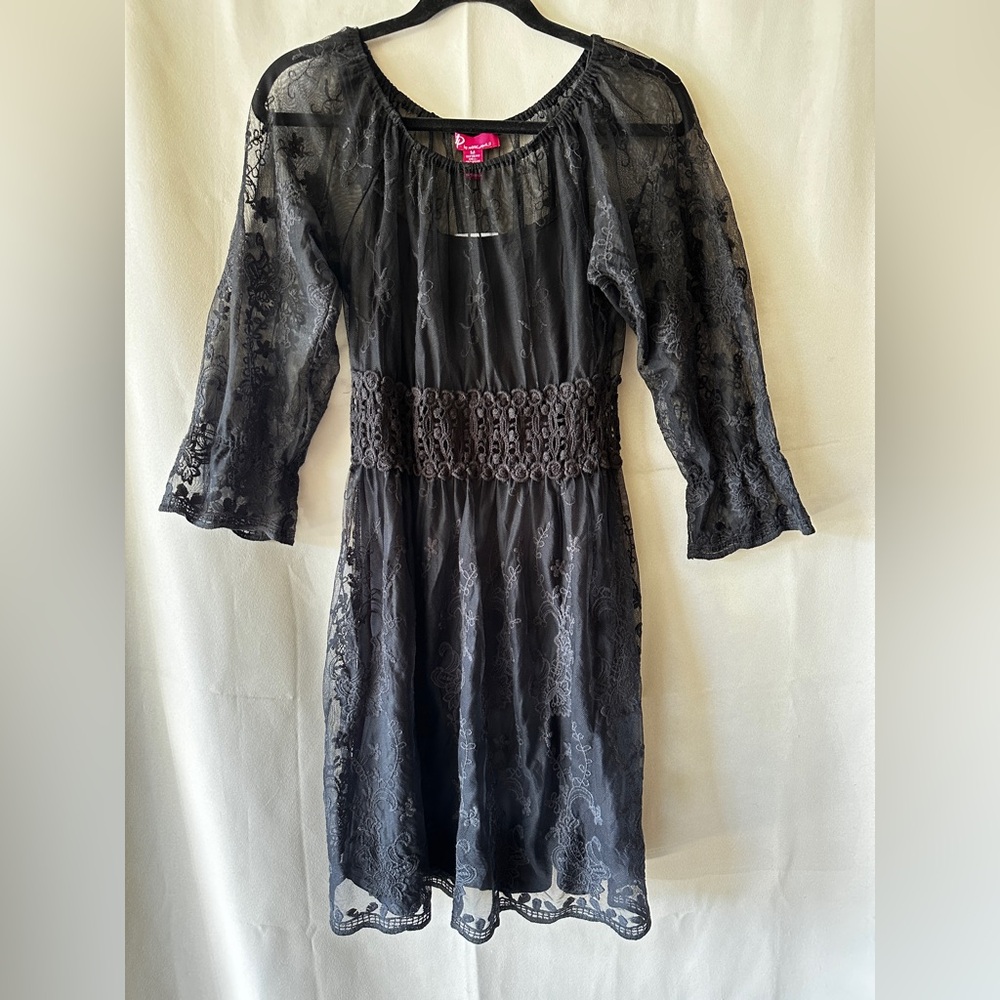 Ultra Pink Black Bell Sleeve Cocktail Dress